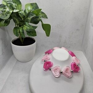 Elegant Pink Heart Bracelet